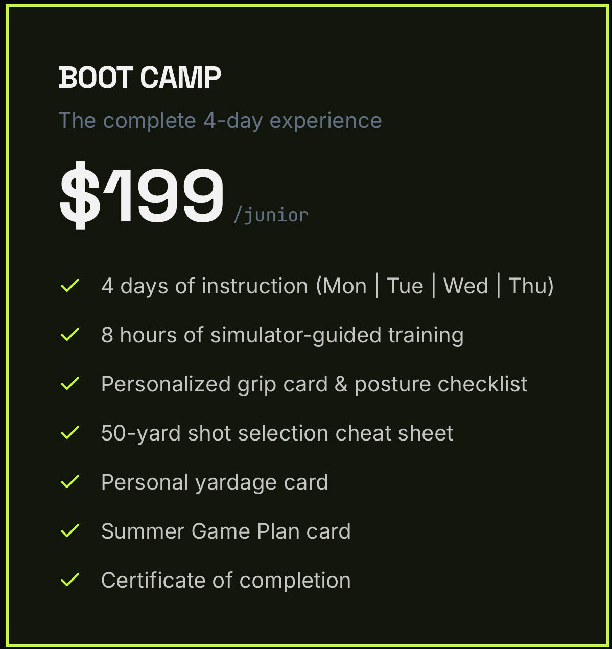 Junior Golf Boot Camp