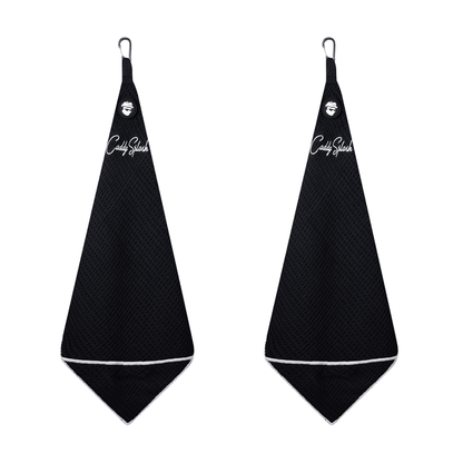 Magnetic Golf Towel with Ball Pocket - Black