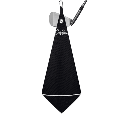Magnetic Golf Towel with Ball Pocket - Black