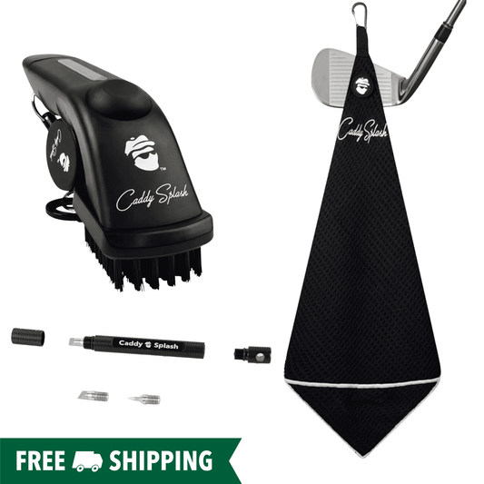 Deluxe Club Cleaning Kit: Pro Golf Club Cleaner, Magnetic Towel & Groove Sharpener